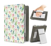 Treer Funda Kindle Compatible con 6,8”-7” Kindle Paperwhite, Funda para Pocketbook, E-Book Reader, Universal, Reposo/Despertar Automático, Cierre Magnético, Soporte Plegable (tulipán 1,OneSize)