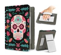 Treer Funda Kindle Compatible con 6,8”-7” Kindle Paperwhite, Funda para Pocketbook, E-Book Reader, Universal, Reposo/Despertar Automático, Cierre Magnético, Soporte Plegable (Flores Rosas,OneSize)
