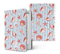 Treer Funda Kindle Compatible con 6,8”-7” Kindle Paperwhite, Funda para Pocketbook Impresión Estrella Mar, E-Book Reader, Universal, Reposo/Despertar Automático, Soporte Plegable (Rojo)