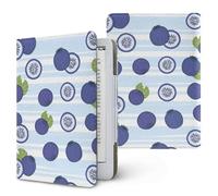 Treer Funda Kindle Compatible con 6,8”-7” Kindle Paperwhite, Funda para Pocketbook Impresión Fruta, E-Book Reader, Universal, Reposo/Despertar Automático, Soporte Plegable (arándano)