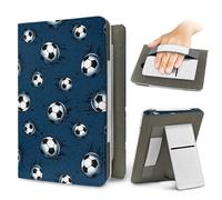 Treer Funda Kindle Compatible con 6,8”-7” Kindle Paperwhite, Funda para Pocketbook Impresión Futbol, E-Book Reader, Universal, Reposo/Despertar Automático,Soporte Plegable (Azul Oscuro,6,8 Inch)