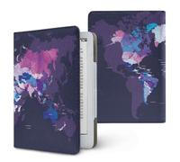 Treer Funda Kindle Compatible con 6,8”-7” Kindle Paperwhite, Funda para Pocketbook Impresión Mapa, E-Book Reader, Universal, Reposo/Despertar Automático, Soporte Plegable (Morado Oscuro)