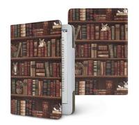 Treer Funda Kindle Compatible con 6.8-7”Kindle Paperwhite, Impresión de Estantería Funda para Pocketbook, E-Book Reader, Universal, Reposo/Despertar Automático, Cierre Magnético, Soporte (Libros)