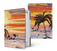 Treer Funda Kindle Compatible con 6.8-7”Kindle Paperwhite, Impresión de Playa Funda para Pocketbook, E-Book Reader, Universal, Reposo/Despertar Automático, Cierre Magnético (Gaviotas)