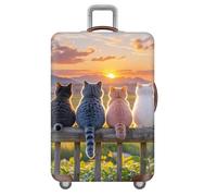 Treer Funda Maleta Cabina Grande Mediana Pequeño S/M/L/XXL, Fundas Maletas de Viaje con Cremallera Elástica Lavable Prueba de Arañazos y Polvo Protectora de 18-32 Pulgadas (Gato Negro 9,XL)