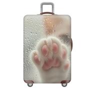 Treer Funda Maleta Cabina Grande Mediana Pequeño S/M/L/XXL, Fundas Maletas de Viaje con Cremallera Elástica Lavable Prueba de Arañazos y Polvo Protectora de 18-32 Pulgadas (Patas de Gato Blancas,L)