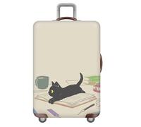 Treer Funda Maleta Cabina Grande Mediana Pequeño S/M/L/XXL, Fundas Maletas de Viaje con Cremallera Elástica Lavable Prueba de Arañazos y Polvo Protectora de 18-32 Pulgadas (Gato Negro 4,L)