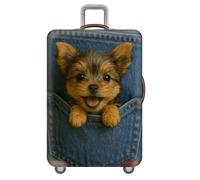 Treer Funda Maleta Grande Mediana S/M/L/XXL, Fundas Maletas de Viaje con Cremallera Elástica Lavable Prueba de Arañazos y Polvo Protectora de 18-32 Pulgadas (Yorkshire Terrier,XL)