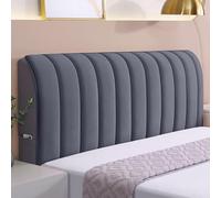 Treer Funda para Cabecero con Bolsillos, Protector de de Cabecera de Cama a Prueba de Polvo, Protectora para Cabecero de Cama Todo Incluido para Decoración, Color Sólido (Gris 06,190x65cm)