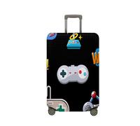 Treer Funda para Maletas,Elástica Funda Maleta,Luggage Cover con Cremallera,Cubierta Equipaje de Viaje de 18-32 Pulgadas,Consola de Juego Imprimir Trolley Case Funda de Anti-Polvo (Negro,S)