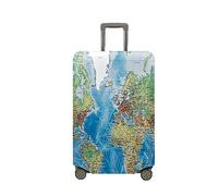 Treer Funda para Maletas,Elástica Funda Maleta,Luggage Cover con Cremallera,Cubierta Equipaje de Viaje de 18-32 Pulgadas,Imprimir Mapa Trolley Case Funda de Anti-Polvo (Azul,XL)