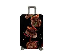 Treer Funda para Maletas,Elástica Funda Maleta,Luggage Cover con Cremallera,Cubierta Equipaje de Viaje de 18-32 Pulgadas,Estampas de Alimentos Trolley Case Funda de Anti-Polvo (Ternera,L)