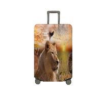 Treer Funda para Maletas,Elástica Funda Maleta,Luggage Cover con Cremallera,Cubierta Equipaje de Viaje de 18-32 Pulgadas,Estampa de León Trolley Case Funda de Anti-Polvo (Pradera,XL)