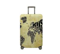 Treer Funda para Maletas,Elástica Funda Maleta,Luggage Cover con Cremallera,Cubierta Equipaje de Viaje de 18-32 Pulgadas,Imprimir Mapa Trolley Case Funda de Anti-Polvo (Beige2,S)