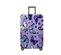 Treer Funda para Maletas,Elástica Funda Maleta,Luggage Cover con Cremallera,Cubierta Equipaje de Viaje de 18-32 Pulgadas,Elegante Estampado de Mariposas Trolley Case Funda (Morado,M)