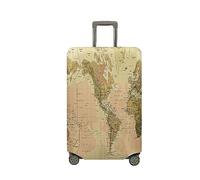 Treer Funda para Maletas,Elástica Funda Maleta,Luggage Cover con Cremallera,Cubierta Equipaje de Viaje de 18-32 Pulgadas,Estampado del Mapa de la Moda Trolley Case Funda (Marrón,XL)