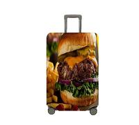 Treer Funda para Maletas,Elástica Funda Maleta,Luggage Cover con Cremallera,Cubierta Equipaje de Viaje de 18-32 Pulgadas,Estampas de Alimentos Trolley Case Funda de Anti-Polvo (Hamburguesa 2,L)