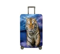Treer Funda para Maletas,Elástica Funda Maleta,Luggage Cover con Cremallera,Cubierta Equipaje de Viaje de 18-32 Pulgadas,Estampado de Tigre Trolley Case Funda de Anti-Polvo (Crepúsculo,S)