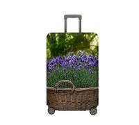 Treer Funda para Maletas,Elástica Funda Maleta,Luggage Cover con Cremallera,Cubierta Equipaje de Viaje de 18-32 Pulgadas,Elegante Estampado Lavanda Trolley Case Funda (Verde,S)