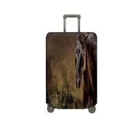Treer Funda para Maletas,Elástica Funda Maleta,Luggage Cover con Cremallera,Cubierta Equipaje de Viaje de 18-32 Pulgadas,Estampa de Caballo Trolley Case Funda de Anti-Polvo (L,Oro)
