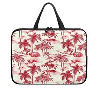Treer Funda Portatil 10-17 Pulgadas, Estampado de Cocotero Maletin Portatil Impermeable, Funda Ordenador Portátil, Laptop Case para Unisexo, Fundas para Portátiles con Asa (Rojo,12 Pulgadas)