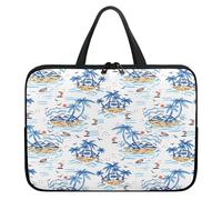 Treer Funda Portatil 10-17 Pulgadas, Estampado de Cocotero Maletin Portatil Impermeable, Funda Ordenador Portátil, Laptop Case para Unisexo, Fundas para Portátiles con Asa (Blanco,15 Pulgadas)