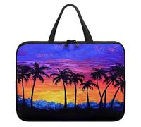 Treer Funda Portatil 10-17 Pulgadas, Estampado de Cocotero Maletin Portatil Impermeable, Funda Ordenador Portátil, Laptop Case para Unisexo, Fundas para Portátiles con Asa (Morado,12 Pulgadas)