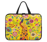 Treer Funda Portatil Estampado de Pavo Real, 10-17 Pulgadas Maletin Portatil Impermeable, Funda Ordenador Portátil, Laptop Case para Unisexo, Fundas para Portátiles con Asa (Amarillo,12 Pulgadas)