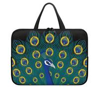 Treer Funda Portatil Estampado de Pavo Real, 10-17 Pulgadas Maletin Portatil Impermeable, Funda Ordenador Portátil, Laptop Case para Unisexo, Fundas para Portátiles con Asa (Verde,15 Pulgadas)