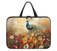 Treer Funda Portatil Estampado de Pavo Real, 10-17 Pulgadas Maletin Portatil Impermeable, Funda Ordenador Portátil, Laptop Case para Unisexo, Fundas para Portátiles con Asa (Naranja,10 Pulgadas)
