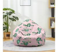 Treer Funda Puff Pera Grande, sin Relleno, Impresión de Cactus Cojín Puff Pera Bean Bag Bolsa de Frijol Sofá Perezoso Cubierta de Sillón para Niños Adulto (Rosa,100x120 cm)