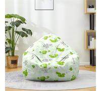 Treer Funda Puff Pera Grande, sin Relleno, Impresión de Cactus Cojín Puff Pera Bean Bag Bolsa de Frijol Sofá Perezoso Cubierta de Sillón para Niños Adulto (Verde,80x90 cm)