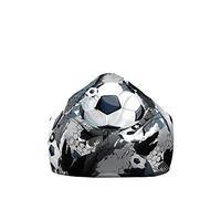 Treer Funda Puff Pera sin Relleno para Adulto Niños, Impresión de Fútbol 3D Exterior Interior Cojín Puff Pera Bean Bag Bolsa de Frijol Puff Moldeable Sofá Perezoso (Gris,100x120cm)