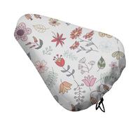 Treer Funda Sillin Bicicleta Impermeable, Fundas Asientos de Bicicleta Oxford Hebilla de Resorte + Cierre de Cordón Patrón Flor 3D Cubre Asientos Bici Antipolvo (Planta E,1 Pieza)