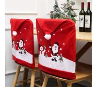 Treer Fundas para Sillas de Navidad 2/4/6/8 Piezas, Fundas de Sillas de Comedor para Navidad Decoración Protector de Respaldo Extraíble para Fiesta de Vacaciones (8 Piezas,Rojo Xmas)