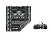 Treer Grande Mantas de Picnic Impermeable, Bohemio Plegable Camping Manta de Playa Portátil para Jardín Pícnic Viajes Camping Fiestas (Negro,150x100cm)