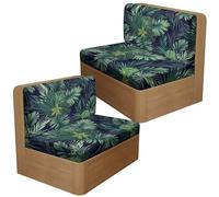 Treer Housse de Siège Camping Car Avec 2 Courroies, Housse de Coussin de Siège de Caravane Avec Dossier Stretch Antidérapant Banquette Camping Canapé de Protection (Hojas de Palma Verde)