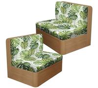 Treer Housse de Siège Camping Car Avec 2 Courroies, Housse de Coussin de Siège de Caravane Avec Dossier Stretch Antidérapant Banquette Camping Canapé de Protection (Monstera Verde)