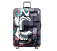 Treer Housse Valise Protection Cabine S/M/L/XL, Protege Valise de Voyage Soute Élastique Avec Fermeture Éclair Lavable Anti Poussière Anti Rayures pour 18 à 32 Pouces (Estilo Visual 9,XL)