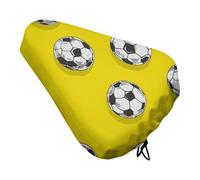 Treer Impresión de Fútbol en 3D Funda Sillin Bicicleta, Cubre Cojín del Asiento de Bicicleta Impermeable, Funda Antipolvo Protector para Cojines, Elástico Cubierta de Asiento (Amarillo 2,1 Pieza)