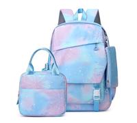 Treer Juego de 3 Mochila Escolar, Gradiente Mochila Impermeables con Bolsas de Almuerzo y Bolsas para Lápices, Mochilas de Camping para Viajar (Nieve Rosa 2,One Size)