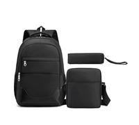 Treer Juego de 3 Mochila Escolar, Graffiti Negro Mochila Impermeables con Bolsas de Almuerzo y Bolsas para Lápices, Mochilas de Camping para Viajar (Negro,One Size)