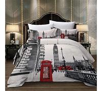 Treer Juego de Ropa de Cama 3 Piezas, Microfibra 3D Moderno Ciudad Juego de Fundas de Edredón Incluye 1 Funda Nórdica y 2 Funda de Almohada (135x200cm-2PCS,Londres)