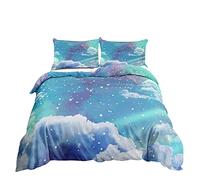 Treer Juego de Ropa de Cama, 3D Arcoíris Impresión Microfibra Juego de Fundas de Edredón Reversible Incluye Funda Nórdica y Funda de Almohada para Familiar y Infantil (150x200cm,Aurora)