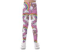 Treer Leggings para Niñas de 3-10 Años con Estampado Lindo Unicornio 3D Leggins Deportivos Moda Suaves Pantalones Largos Completo,con Cintura Elástica (S,Arcoíris)
