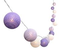 Treer Luces De Bolas De Algodón Cadena de Luces Bolas de Navidad, Batería Lámpara de Guirnalda Luminosa Hogar, Jardín, Patio, Fiesta, Vacaciones, Boda Decoración (3M-20 Pelotas,Púrpura)