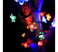 Treer Luces Solares Led Exterior Jardin IP65 Impermeable Flores de Cerezo Guirnalda Luces Exterior, Tira Led Solar para Fiestas, Patio, Boda, Terraza, Balcon, Acampar (Colorida,5m, 20 Luces)