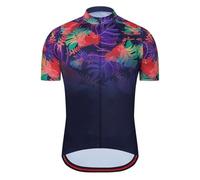 Treer Maillot de Ciclismo Manga Corta Hombre, Camiseta Deportiva para Bicicleta de Verano, Unisex Ropa Ciclista Transpirable Secado Rápido, para MTB y Ciclismo de Ruta (Hojas Colores,3XL)