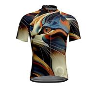 Treer Maillot de Ciclismo Manga Corta Hombre, Camiseta Deportiva para Bicicleta de Verano, Unisex Ropa Ciclista Transpirable Secado Rápido, para MTB y Ciclismo de Ruta (Gato 2,4XL)