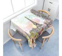 Treer Mantel Cuadrada, Serie de la Torre Eiffel Mantel Antimanchas, Lavable Manteles de Mesa, Poliéster Manteles para Decoración Hogar Cocina Comedor Cumpleaños Jardín (60x60cm,Paisaje)